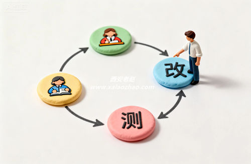 讲、练、改、测四步学习闭环示意图