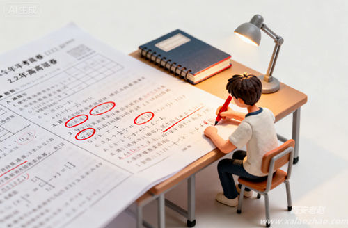 学生摊开试卷，用红笔圈出错题，找到知识漏洞