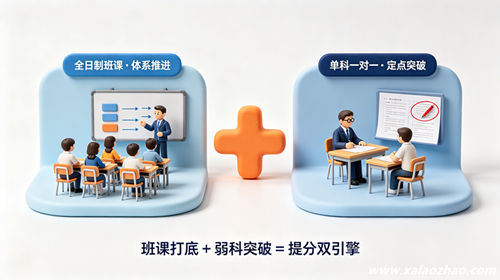 全日制班课加单科一对一混合打法