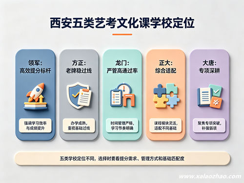 五家艺考文化课补习学校定位对比图